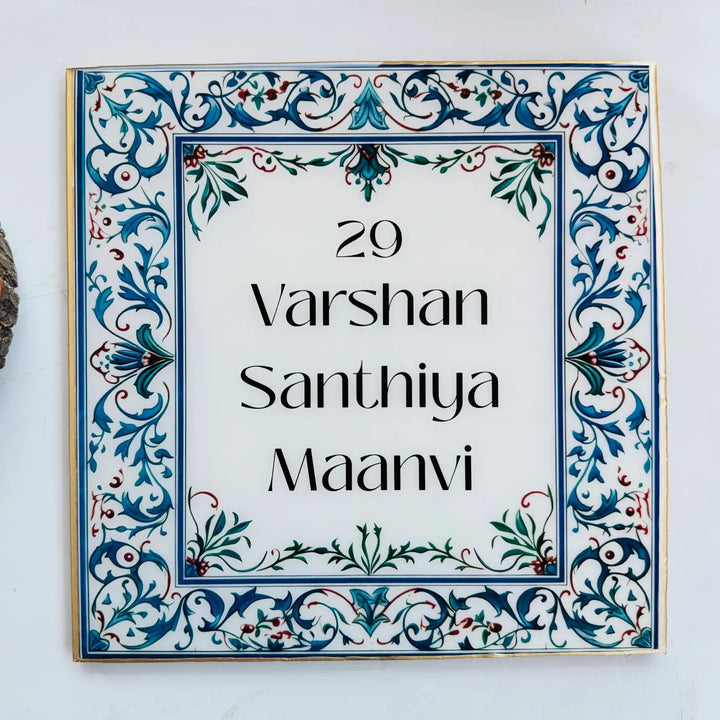 Personalized Blue & White Vintage Resin Name Plate
