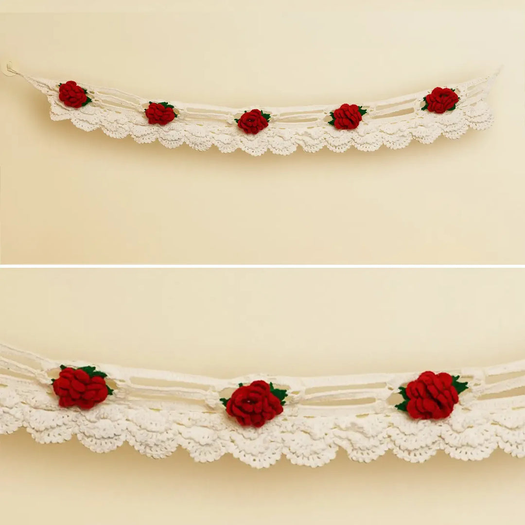 Handmade Decorative Red Rose Crochet Toran