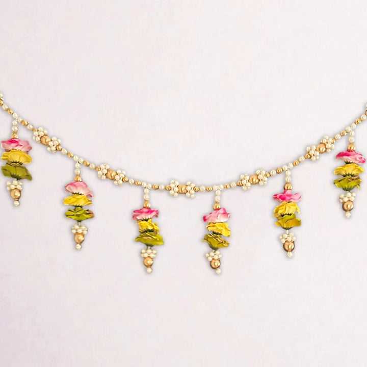 Handmade Beaded Minimal Rose Flower & Moti Toran