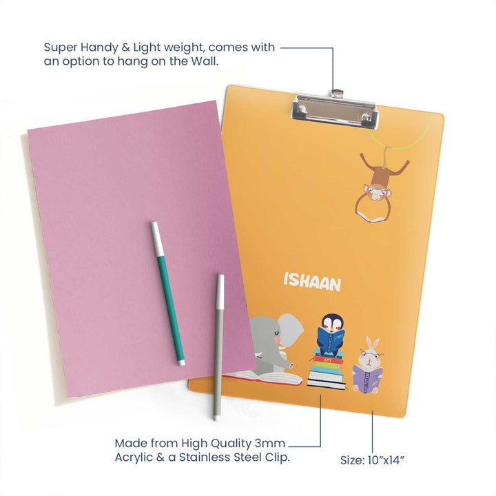 Personalized Animal Library Theme Acrylic Clipboard
