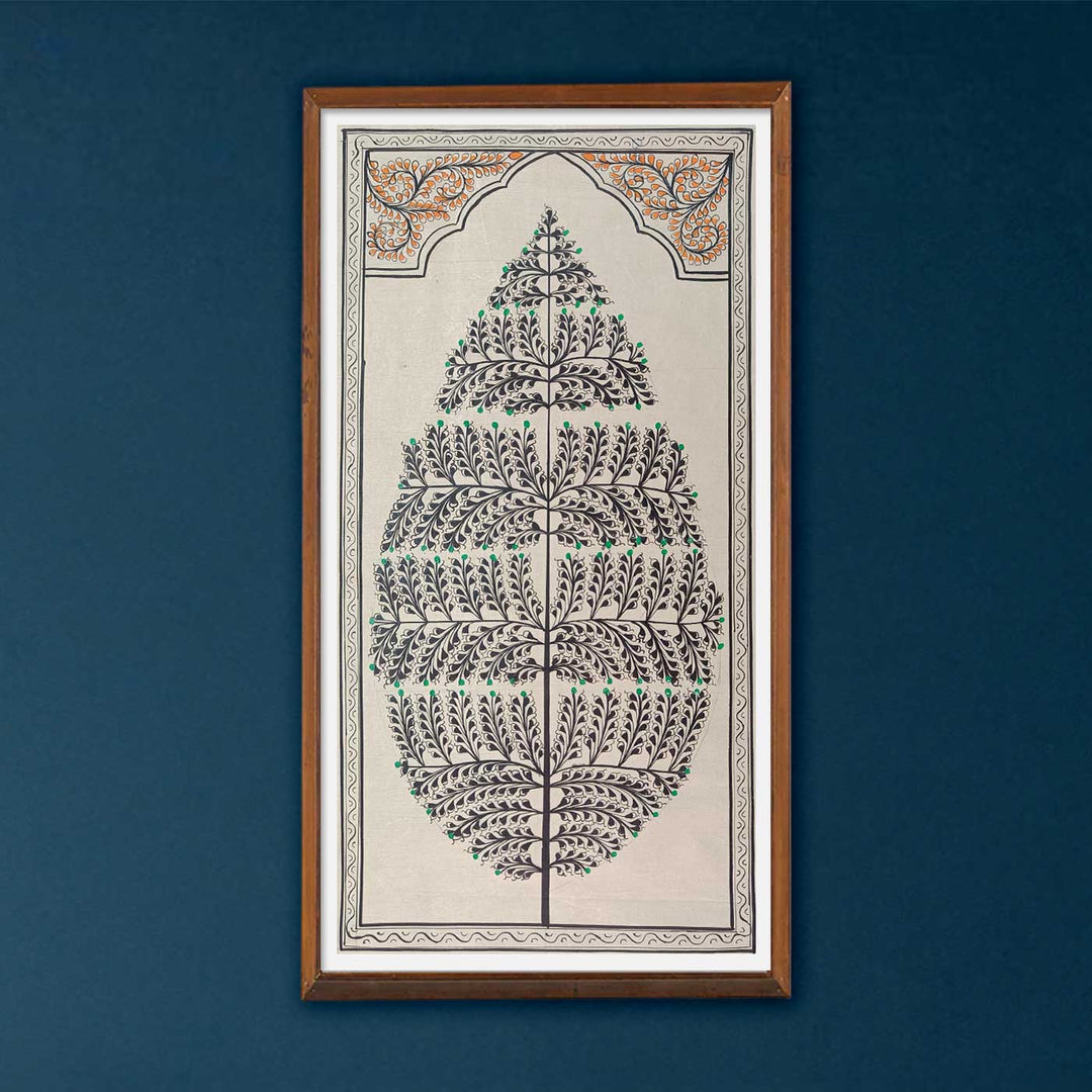 11 X 19 Inch | Handmade Tussar Silk Tree Of Life Painting