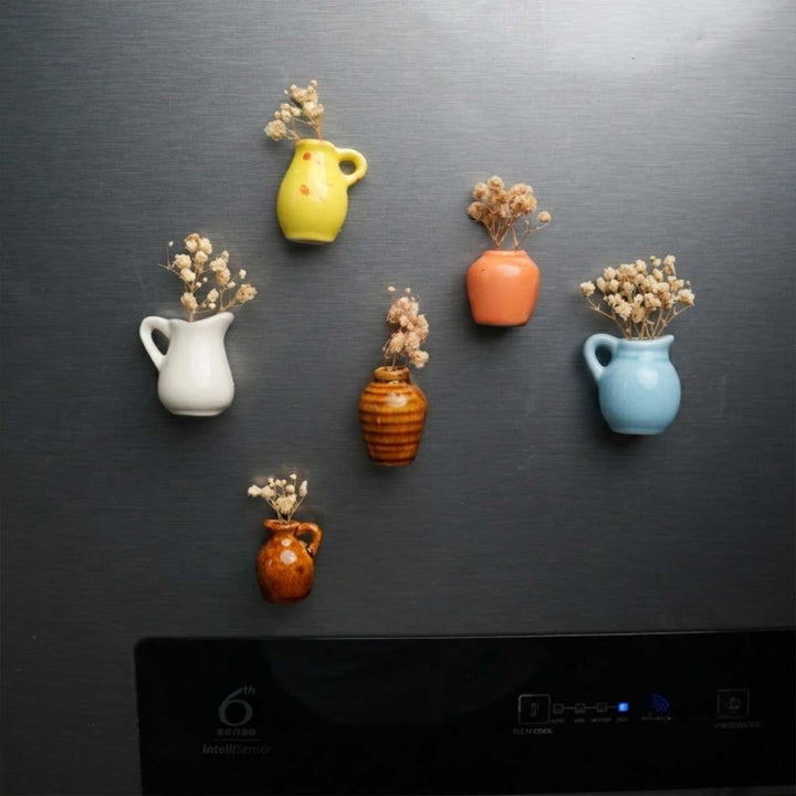 Set of 6 | Garden Whispers Mini Vase Porcelain Fridge Magnet
