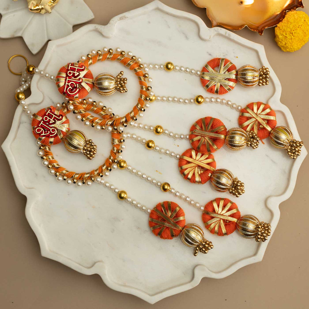 Handmade Vedic Shubh Labh Metal Decorative Plaque