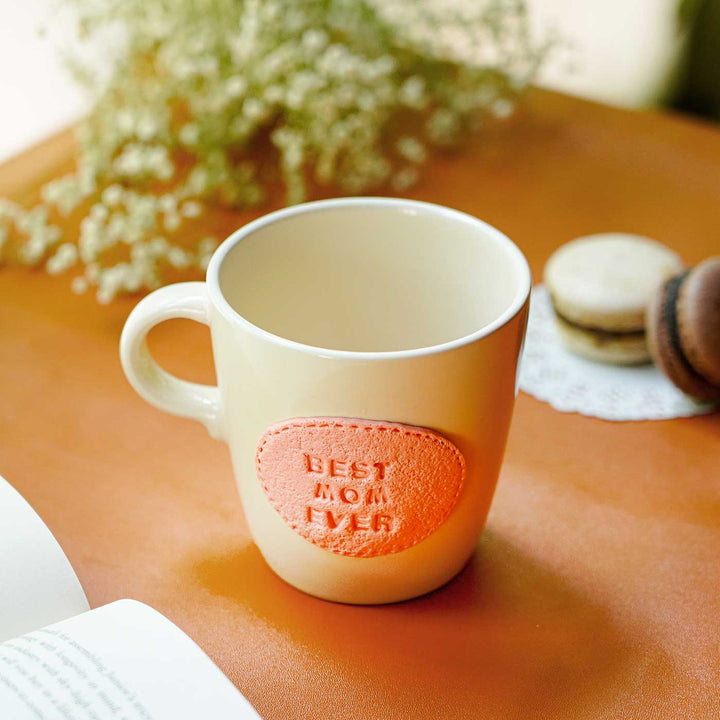Personalized Hand-Painted Polymer Clay Best Mom Ever Theme Ceramic Mug