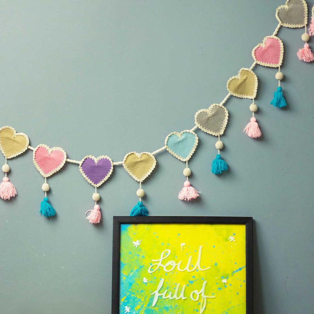 Handmade Crochet Heart Themed Felt Bunting