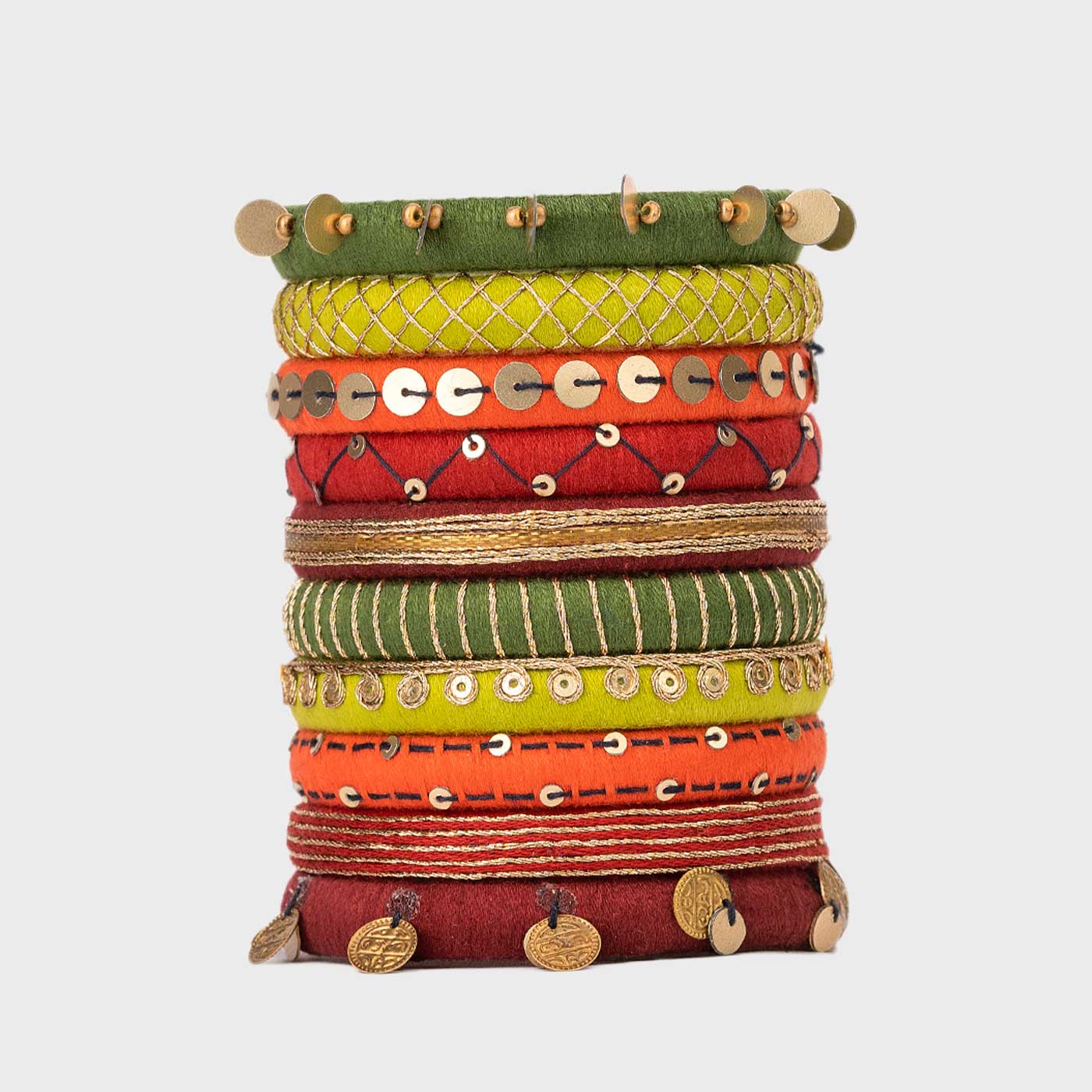 Buy Multicolour Handcrafted Netra Sequence Work Bangles | Set of 10 ...