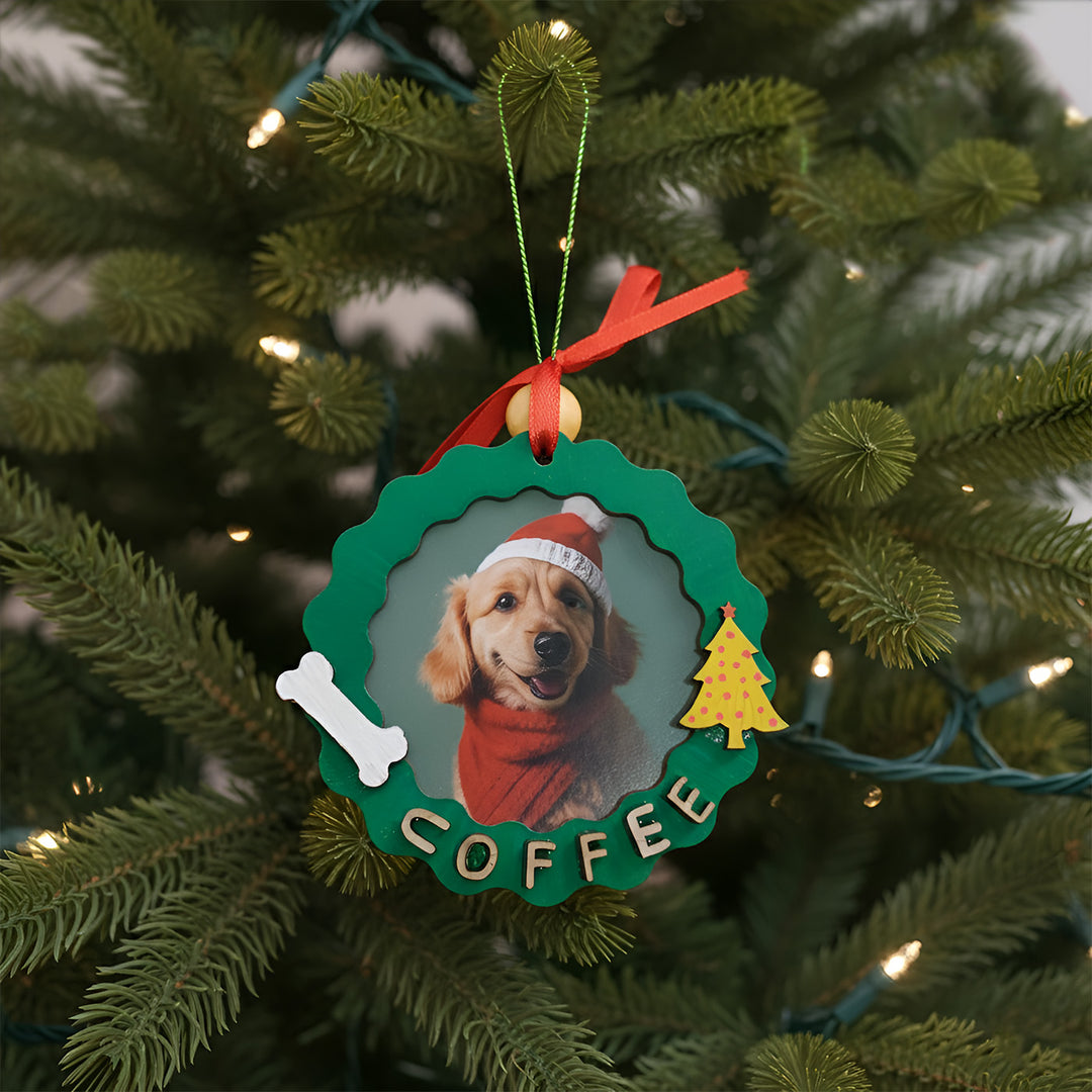Photo Personalized Dog Theme MDF Wood Ornament For Christmas Decoration