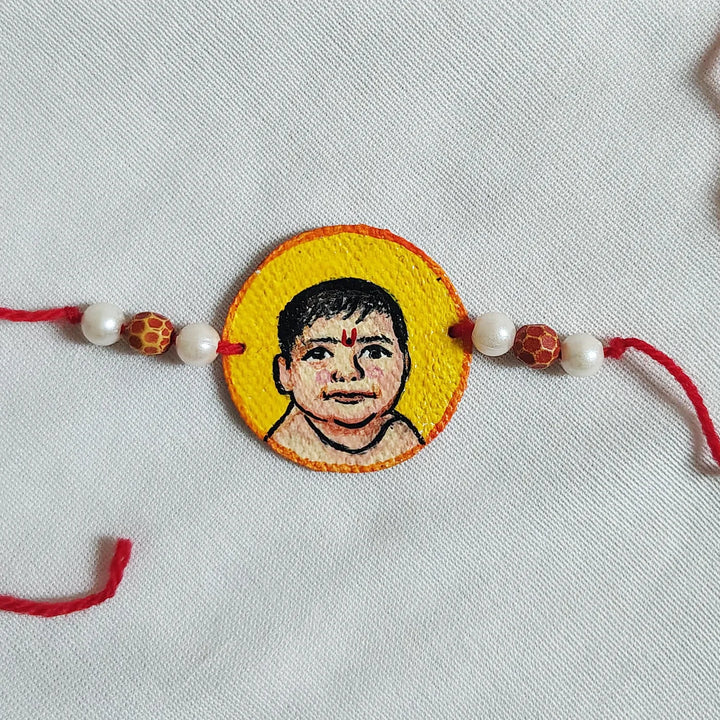 Photo Personalized Hand-Painted Round Caricature Rakhi