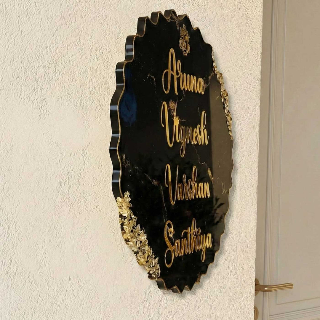 Personalized Round Black Resin Name Plate