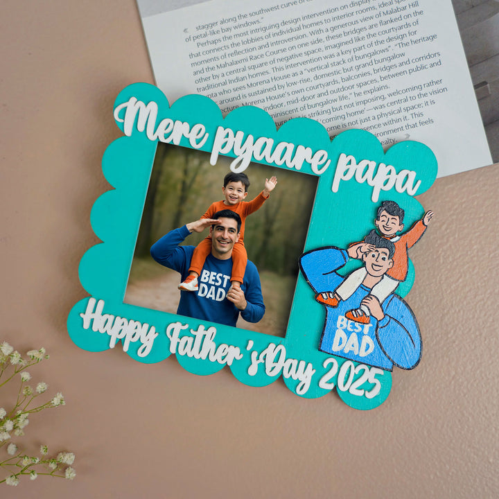 Photo Personalized Polaroid Theme MDF Wood Fridge Magnet For Fathers