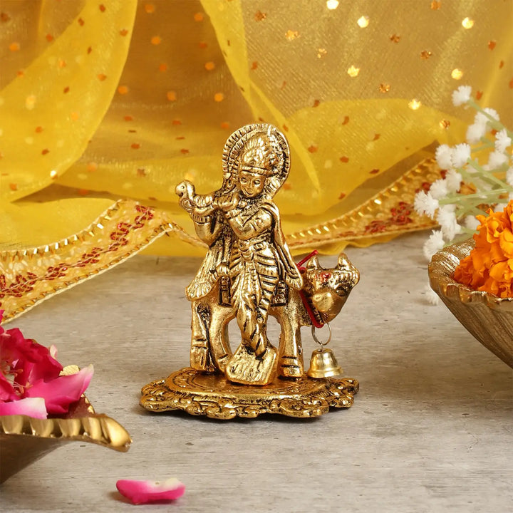 Handmade Krishna Rakhi Hamper | Includes 1 Krishna Idol, 2 Rakhis, 1 Roli Chawal