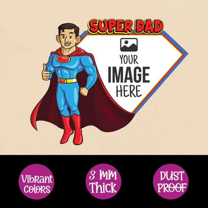 Photo Personalized "Super Dad" Theme Wooden Fridge Magnet For Fathers
