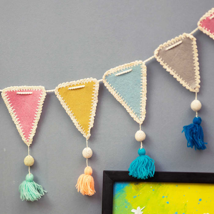 Handmade Crochet Triangle Themed Felt Bunting