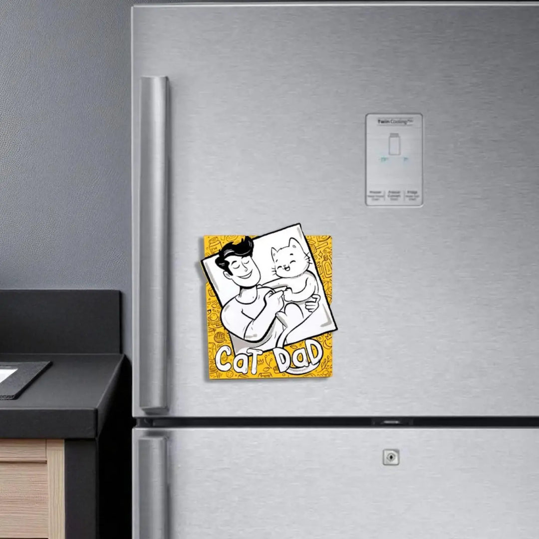 Printed Cat Dad MDF Wood Fridge Magnet