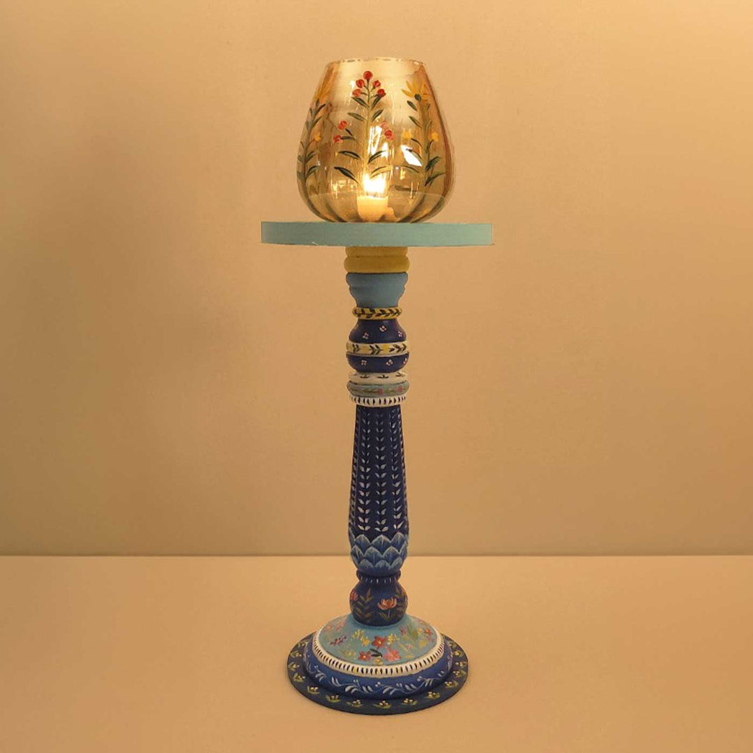 Hand-Painted Nayra Wooden Candle Holder