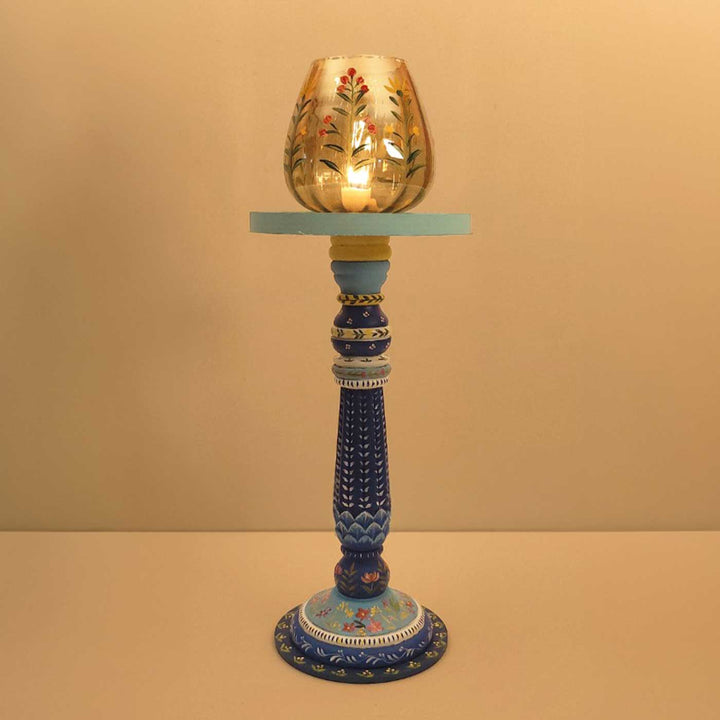 Hand-Painted Nayra Wooden Candle Holder