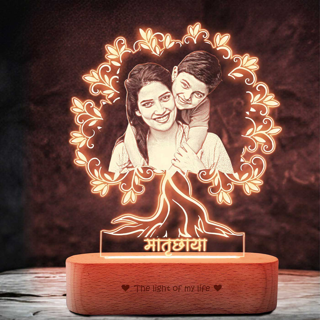 Photo Personalized "Matruchaya" Engraved Acrylic Lamp For Mothers
