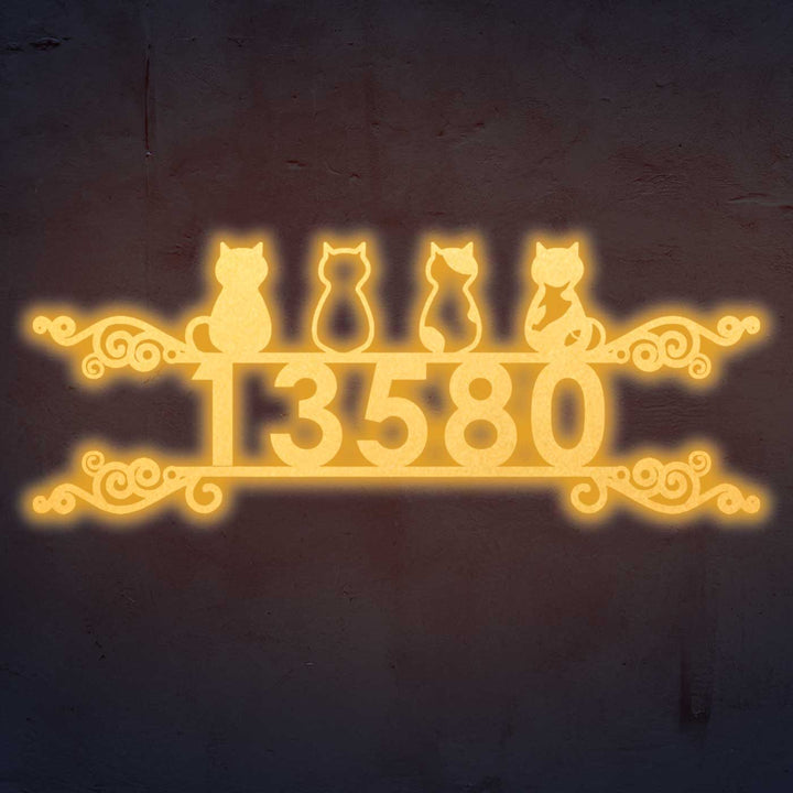 Personalized Laser Cut Cats Theme Steel Name Plate