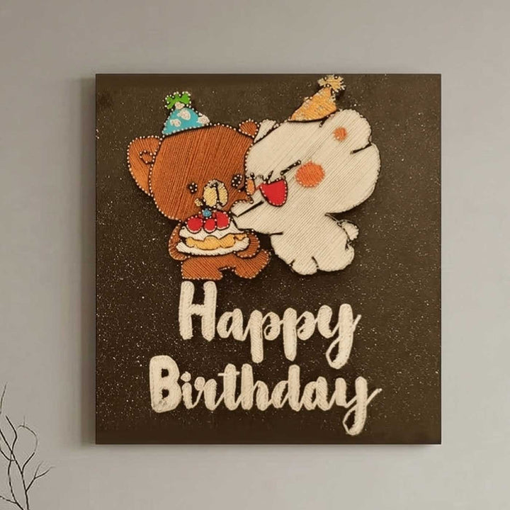 Handmade String Art Teddy Design Mocha Magic Wooden Name Plate