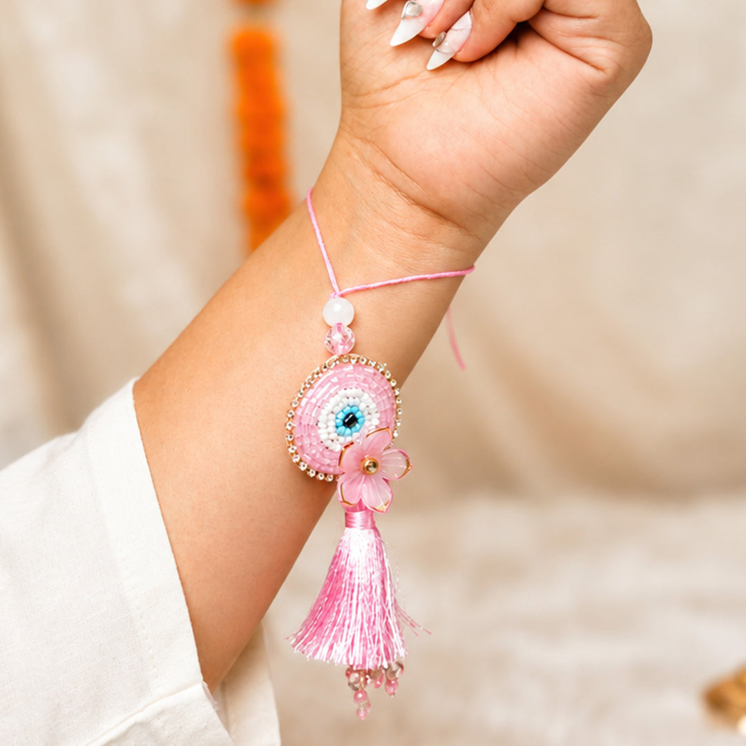 Pooja Essentials Rakhi Hamper With Scented Candle, Bell & Rakhi For Bhaiya Bhabhi
