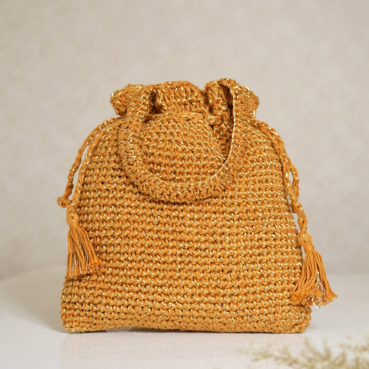 Handmade Crochet Shell Bloom Potli