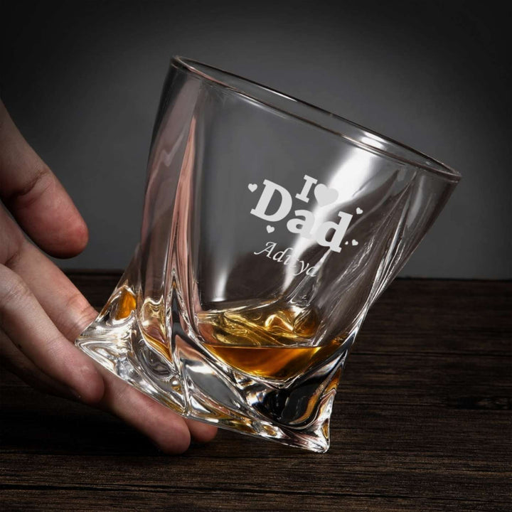 Personalized  Engraved I Love Dad Theme Whiskey Glass | 310 ml