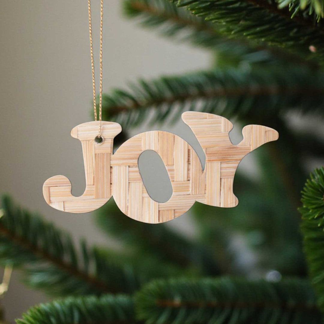 Handmade Bamboo Joy Hanging Christmas Ornaments