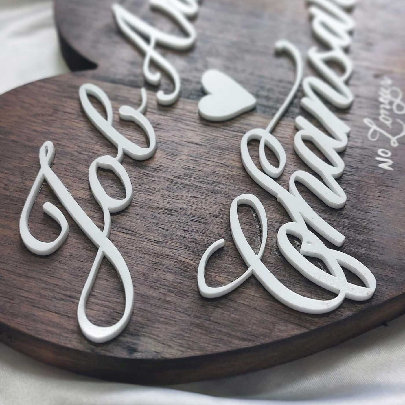 Buy Personalized Brown Heart Shaped Pine Wood Name Plate Online On