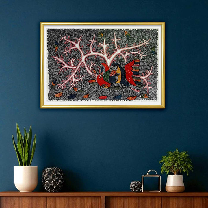 15 x 22 Inch | Eyes of the Tree | Original Hand Painted Tribal Gond Art Painting | Acrylic Paints On Paper