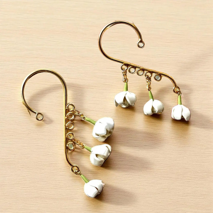 Handmade Polymer Clay Mogra Flowers Earcuff