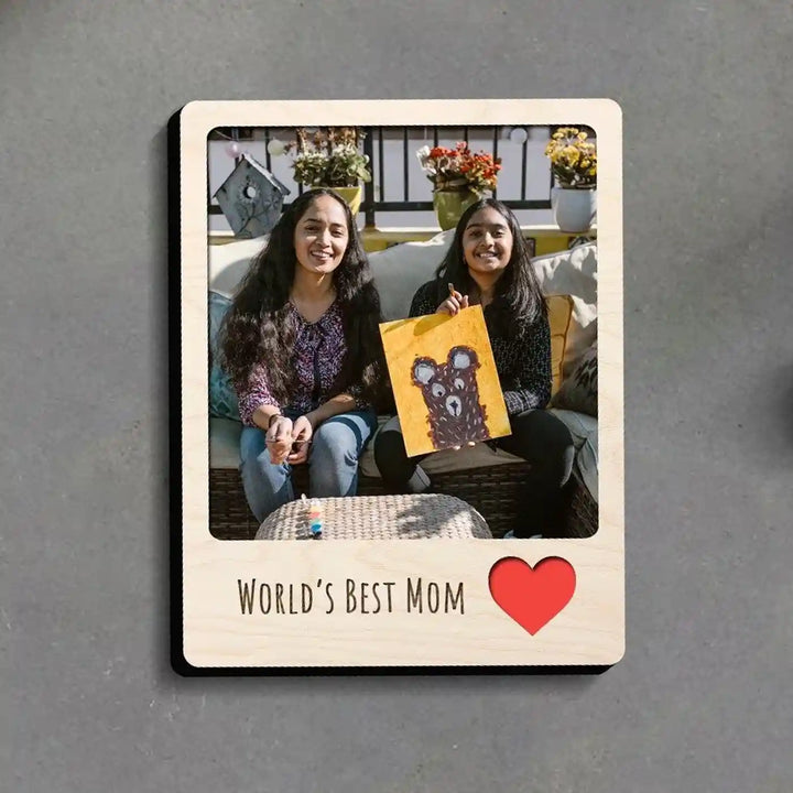 Photo Personalized Handmade Mom Theme Wooden Fridge Magnet | Set Of 3