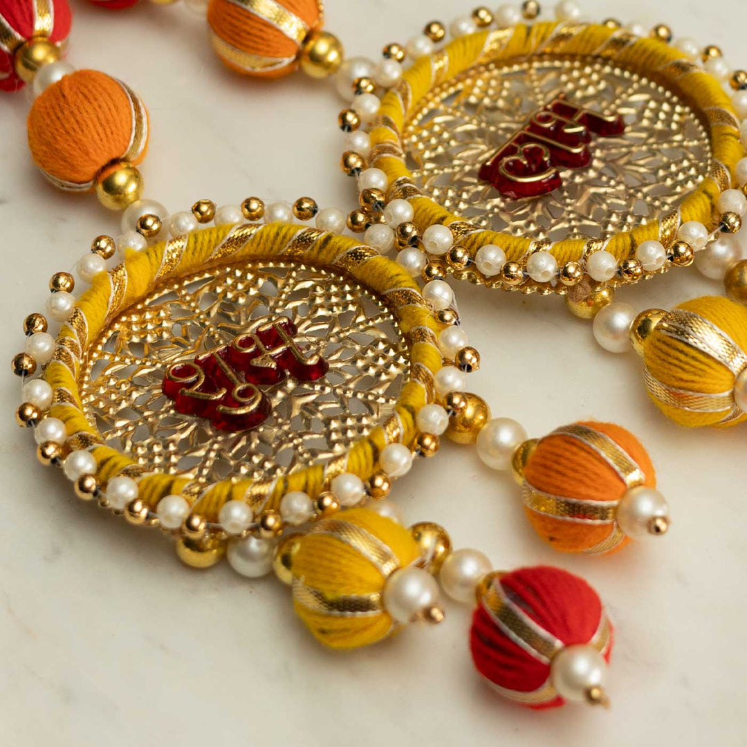 Handmade Sanskriti Shubh Labh Metal Decorative Plaque