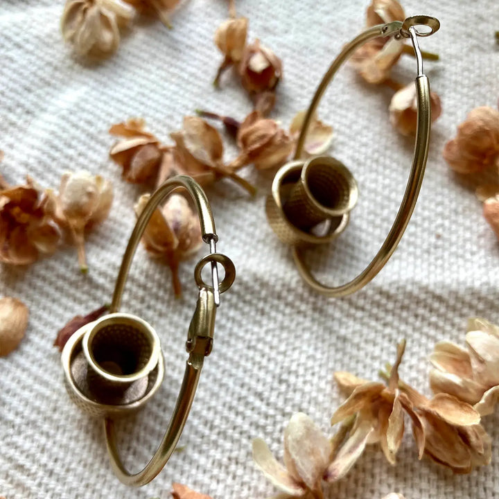 Handmade Polymer Clay Kaapi Handi Design Hoop Earrings
