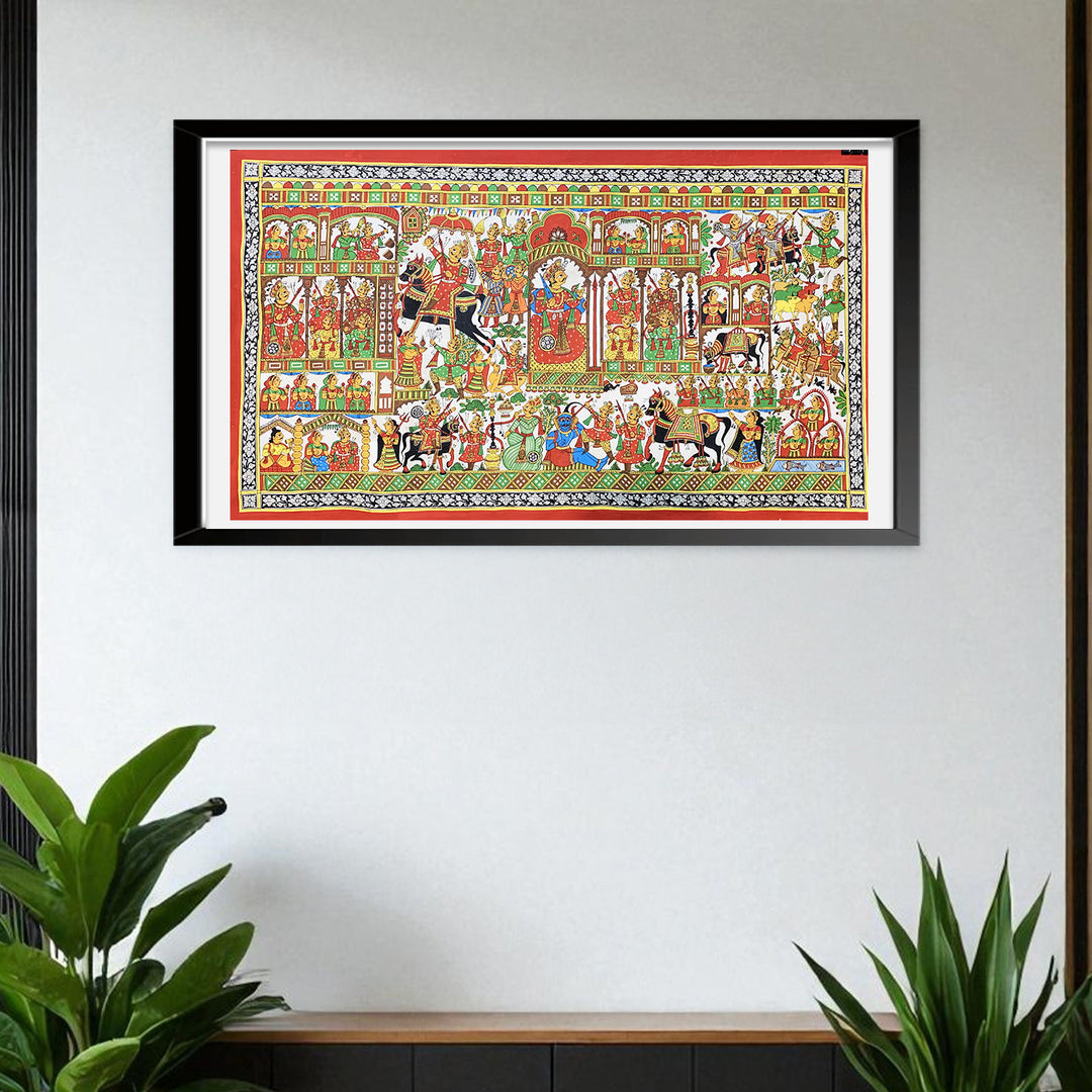 28 X 48 Inch | Story of Pabuji Paper Phad Painting