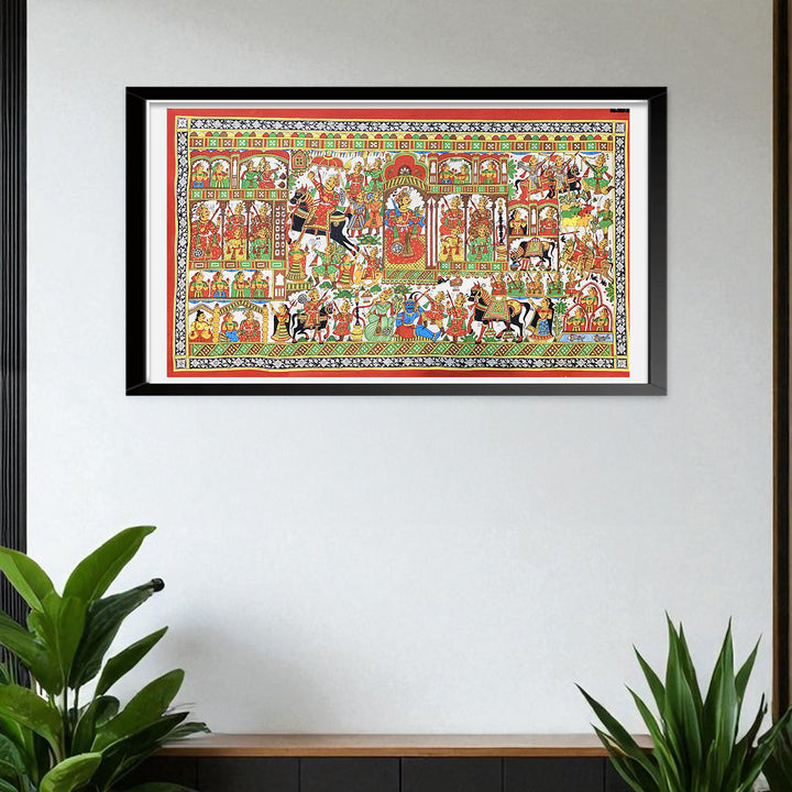 28 X 48 Inch | Story of Pabuji Paper Phad Painting