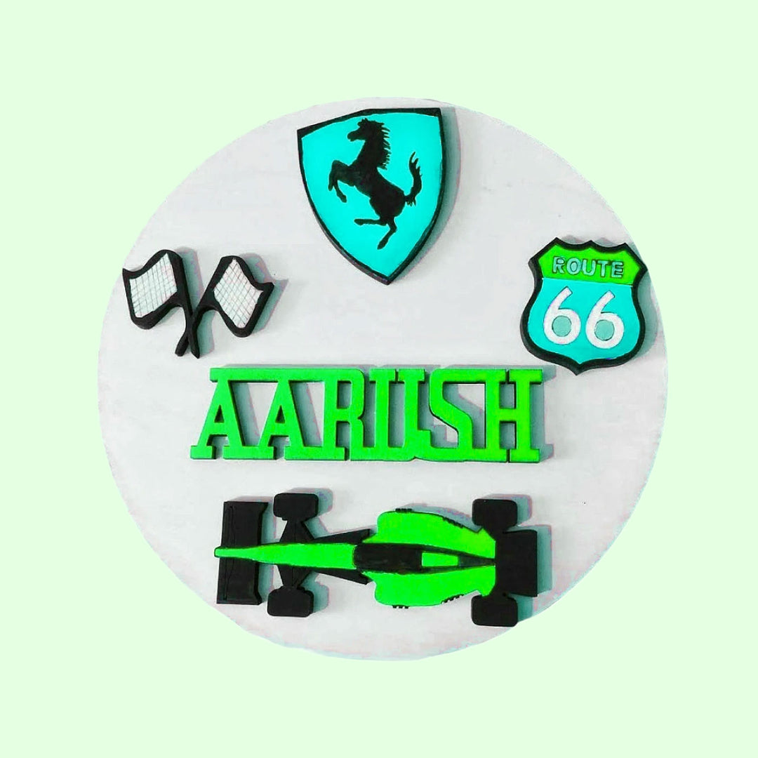 Racing Cars Theme Kids Nameplate