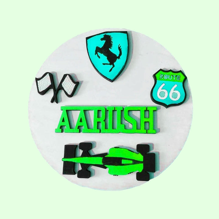 Racing Cars Theme Kids Nameplate