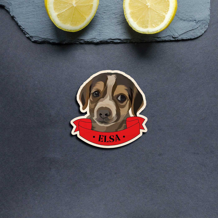Photo Personalized Printed Pet Caricature Wooden Fridge Magnet