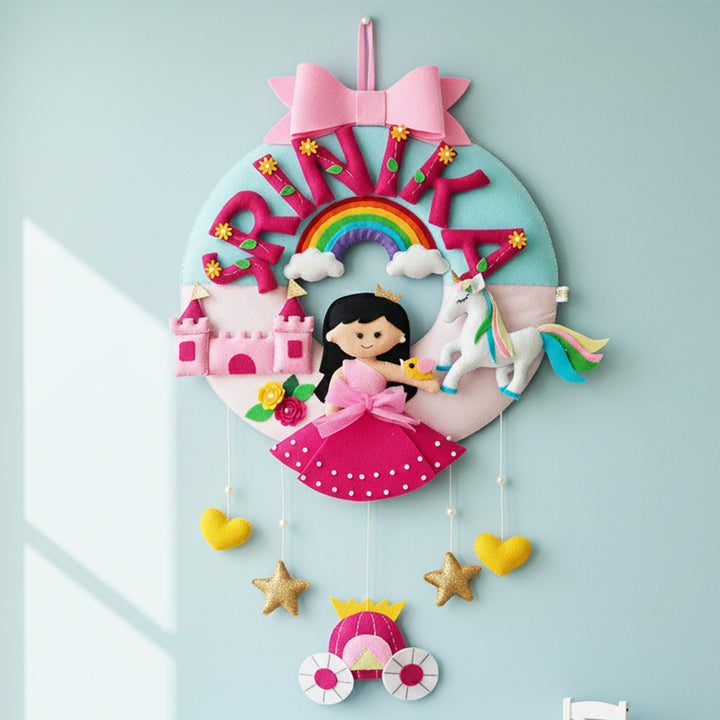 Hand-stitched Princess Theme Felt Nameplate For Girls