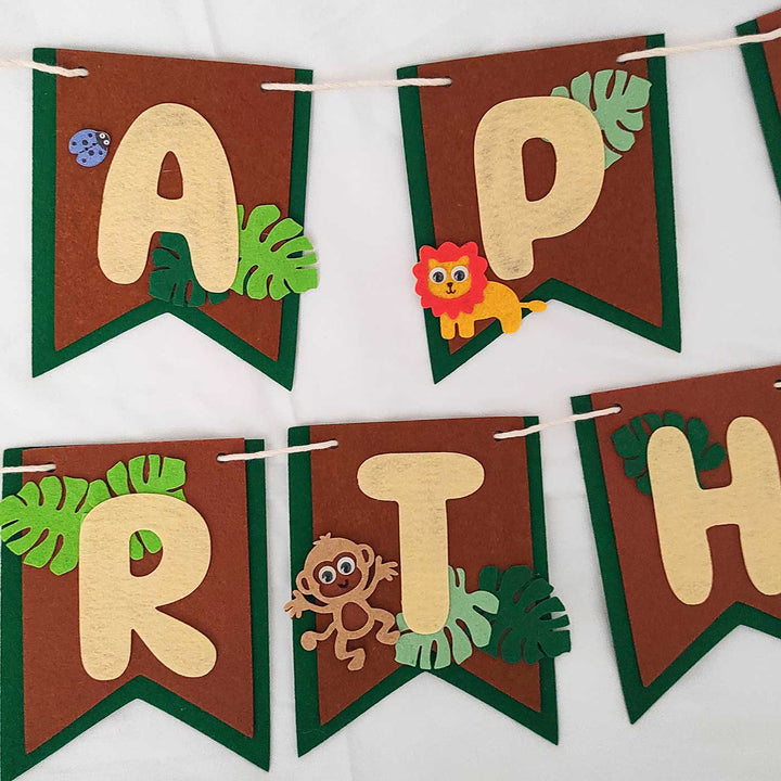 Handmade Jungle Safari Theme Felt Happy Birthday Banner