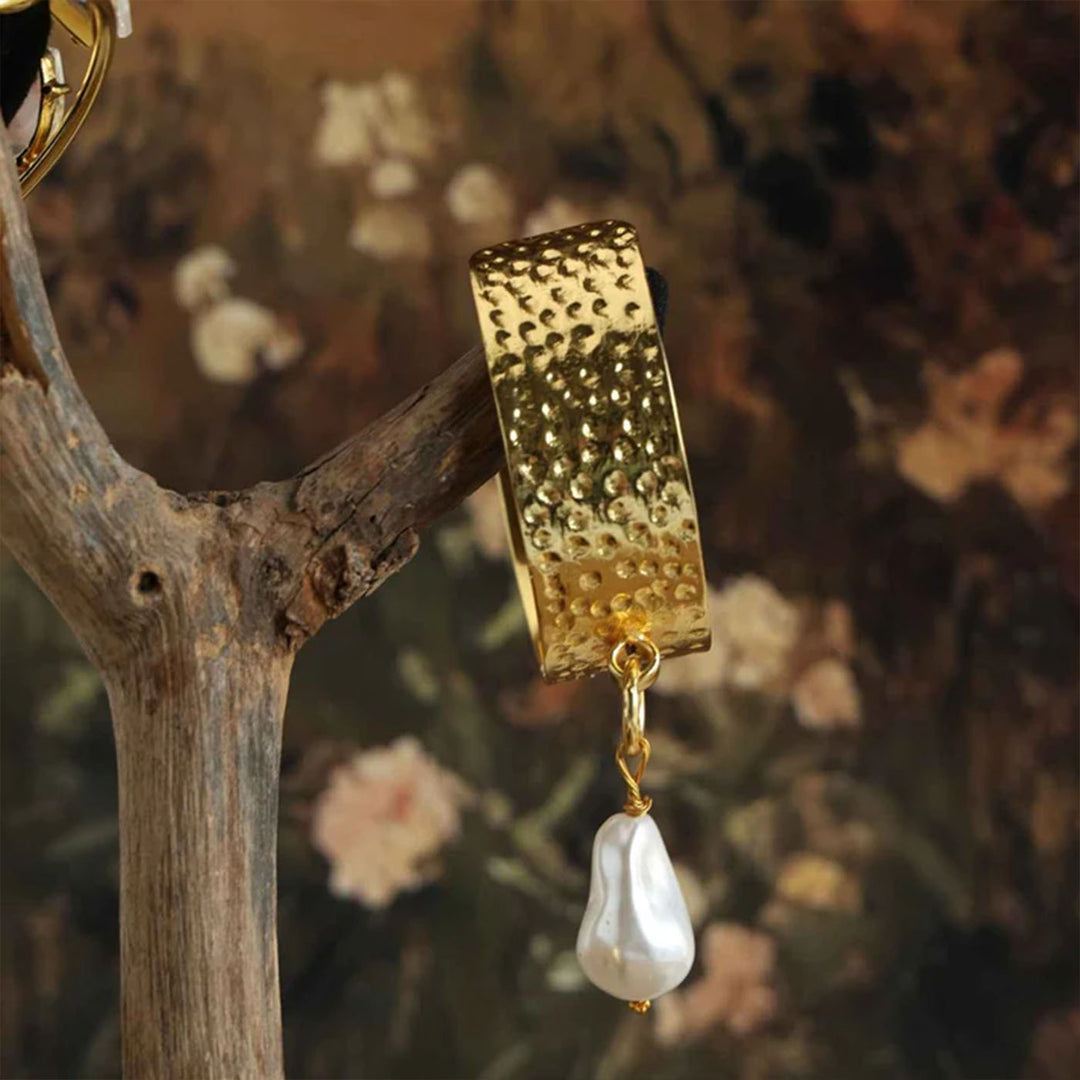 Statement Victoria Pearl & 18k Gold Plated Brass Ponytail Cuff Hair Tie