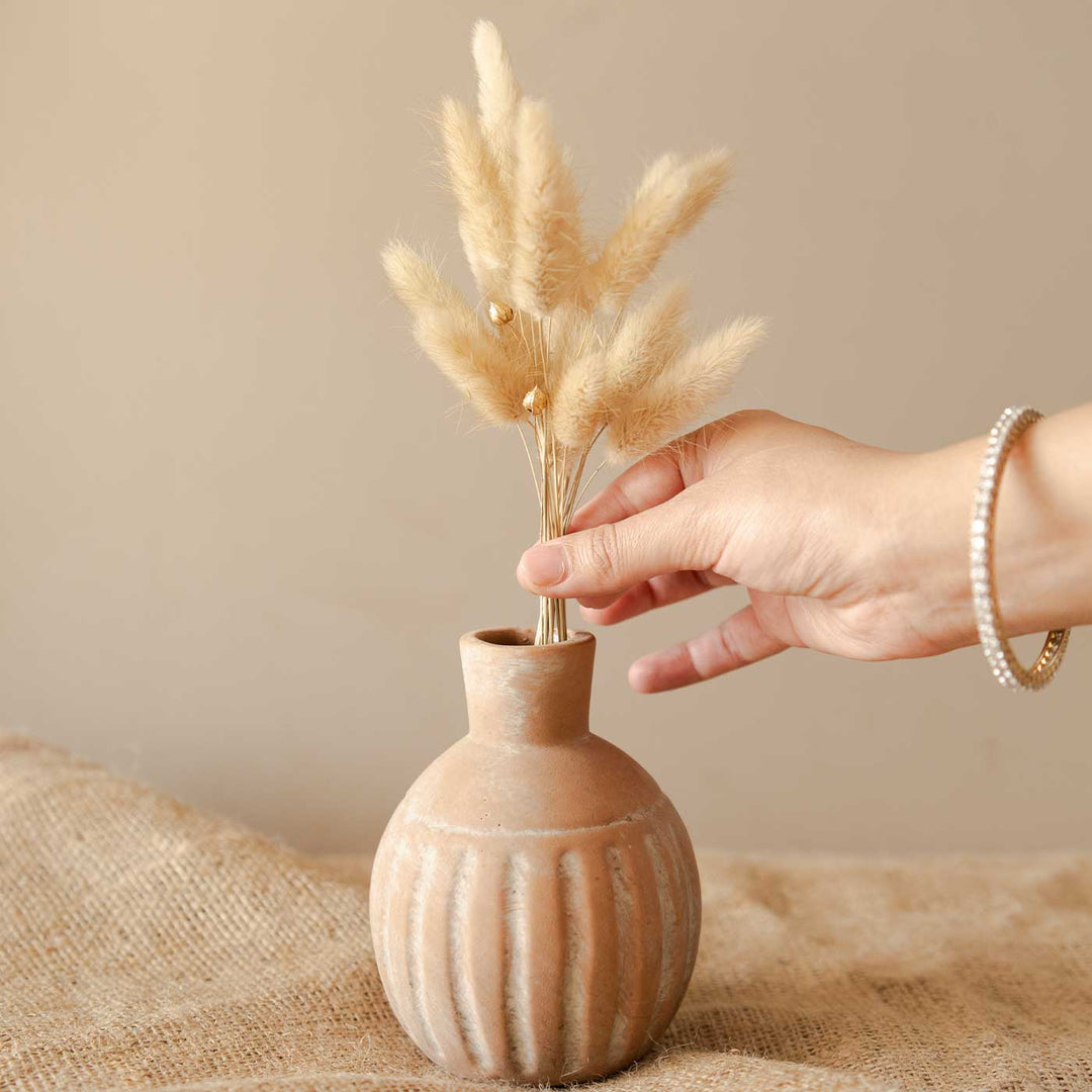 Handmade Rustic Porcelain Vase With Bunny Tails