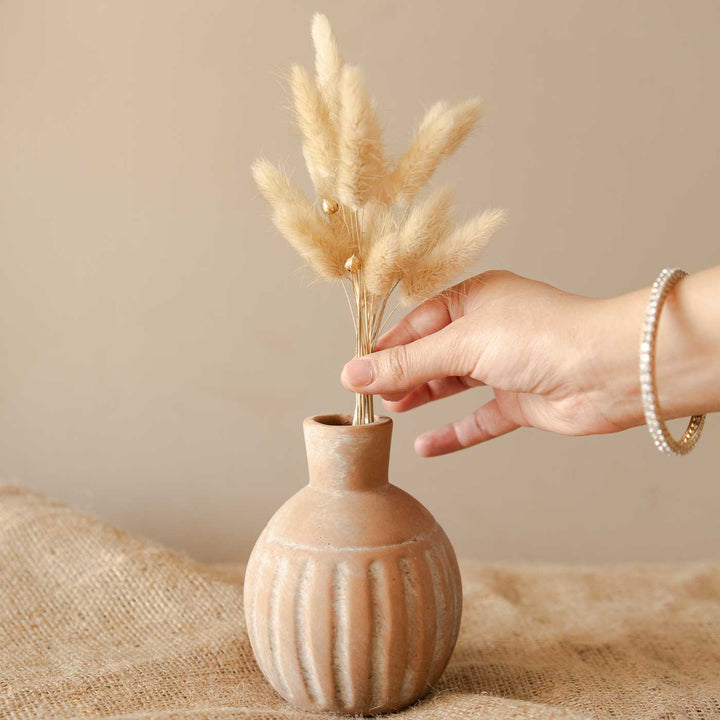 Handmade Rustic Porcelain Vase With Bunny Tails