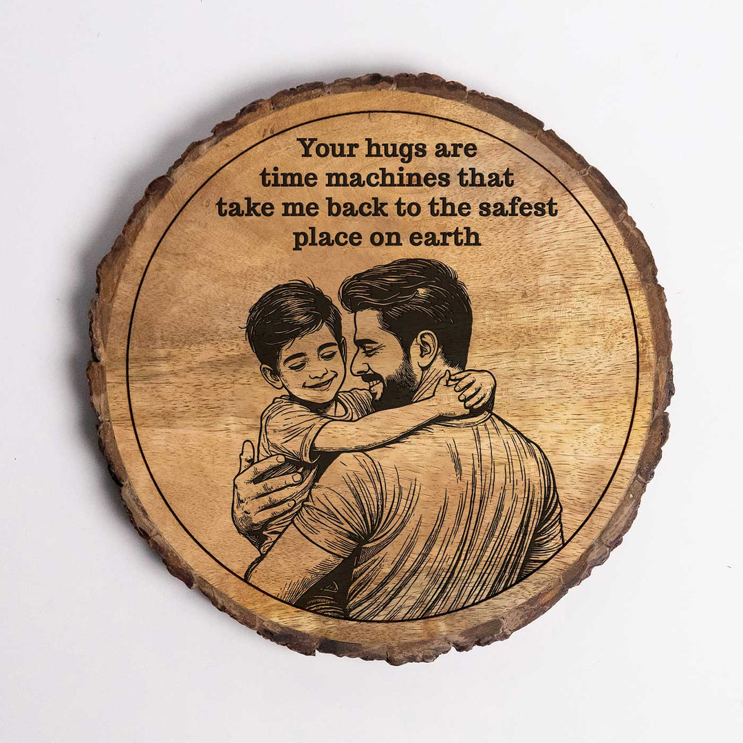 Personalized Hand Carved Engraved Dad And Son Theme Wooden Decorative Plaque