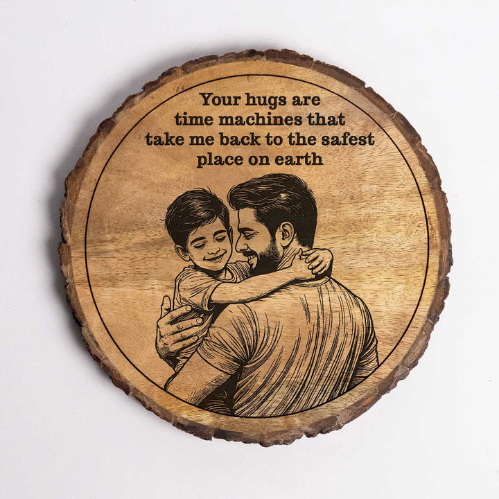Personalized Hand Carved Engraved Dad And Son Theme Wooden Decorative Plaque