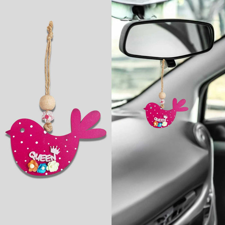 Hand-Painted Queen Theme MDF Wood Car Hanging