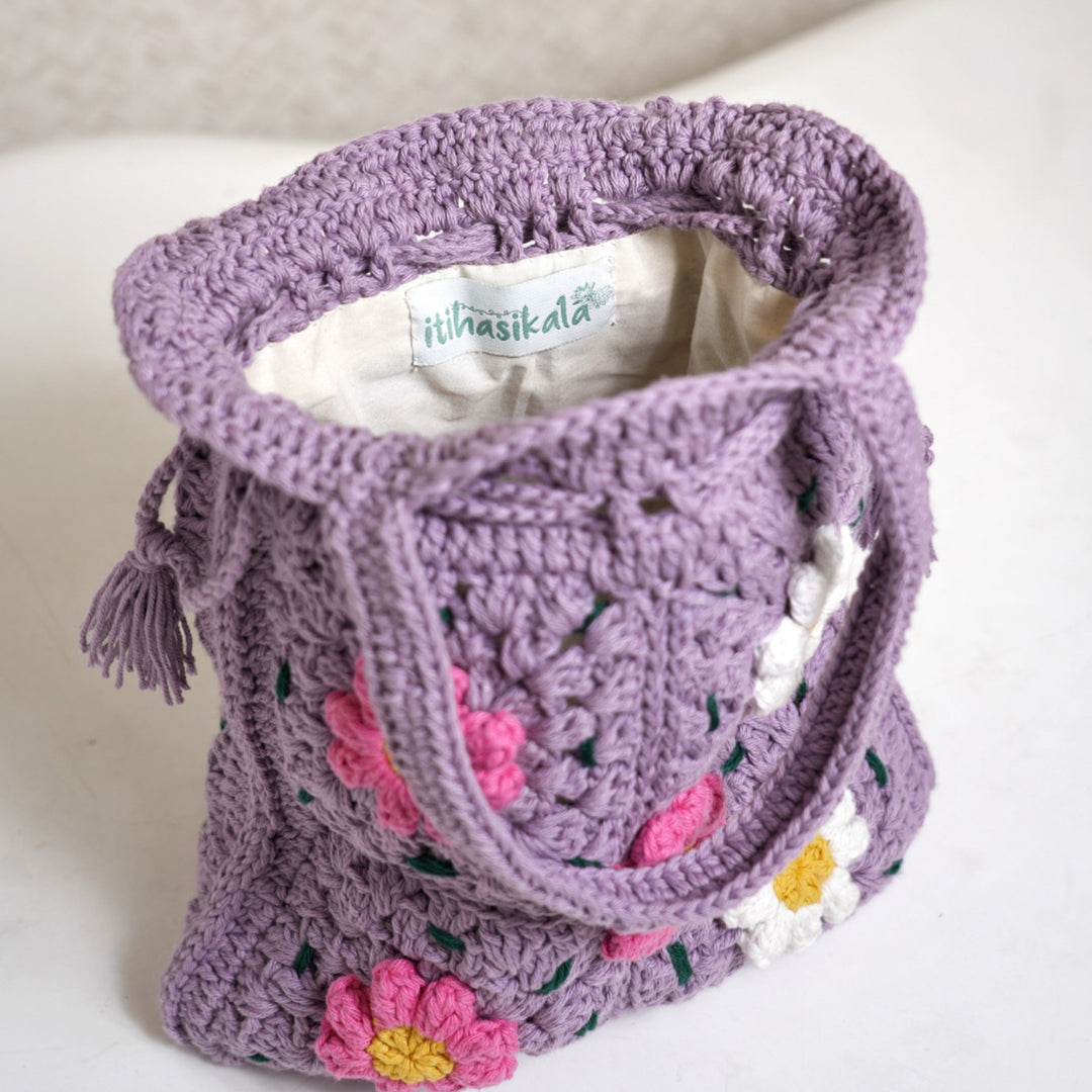 Handmade Crochet Lavender Meadow Potli