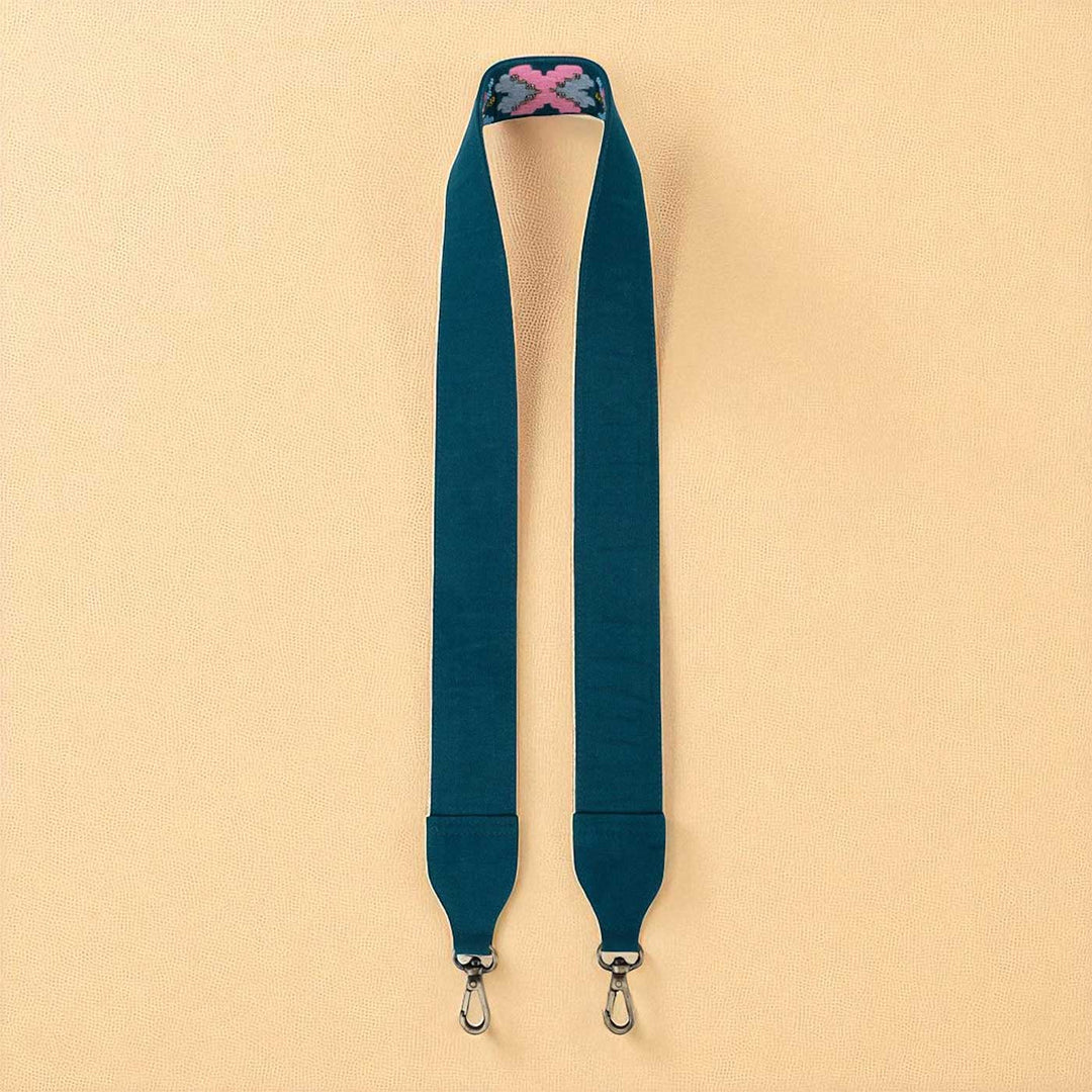 Handmade Teal Geopop Design Canvas Bag Strap