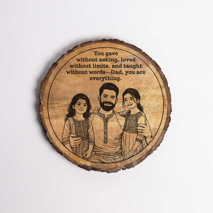 Personalized Hand Carved Engraved Dad And Daughters Theme Wooden Decorative Plaque