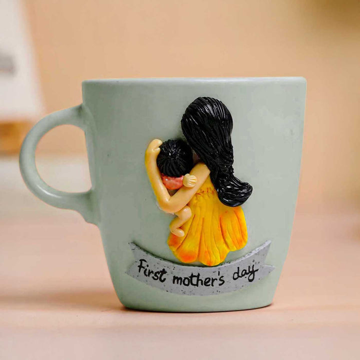 Personalized Hand-Painted Polymer Clay Mother's Day Theme Ceramic Mug